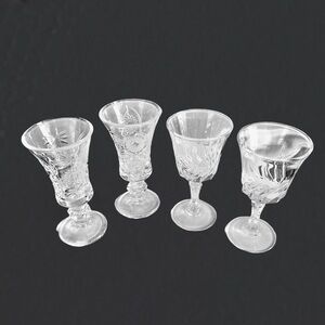 Apéritif 4pc set in glass and cut crystal or shot glasses vintage